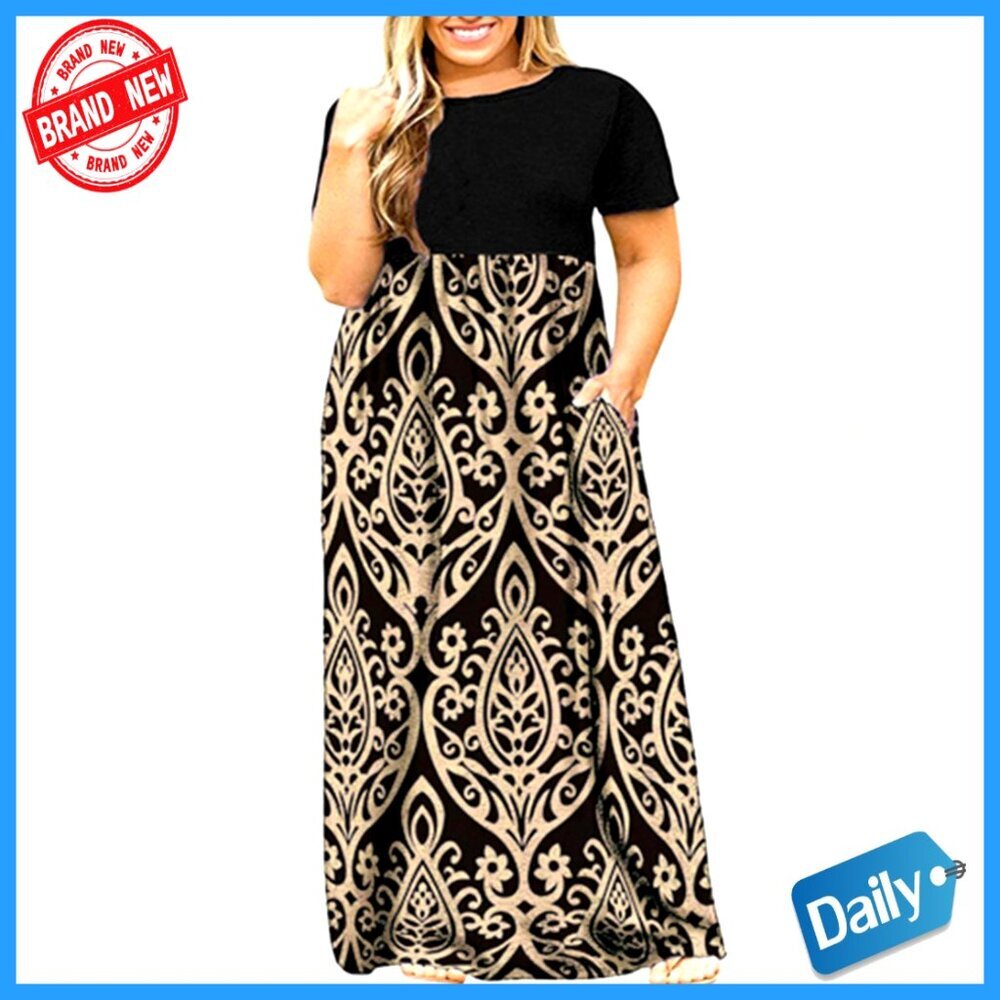 Plus Size Maxi Dress Casual Summer Beach Long with Pockets Flowy Flattering